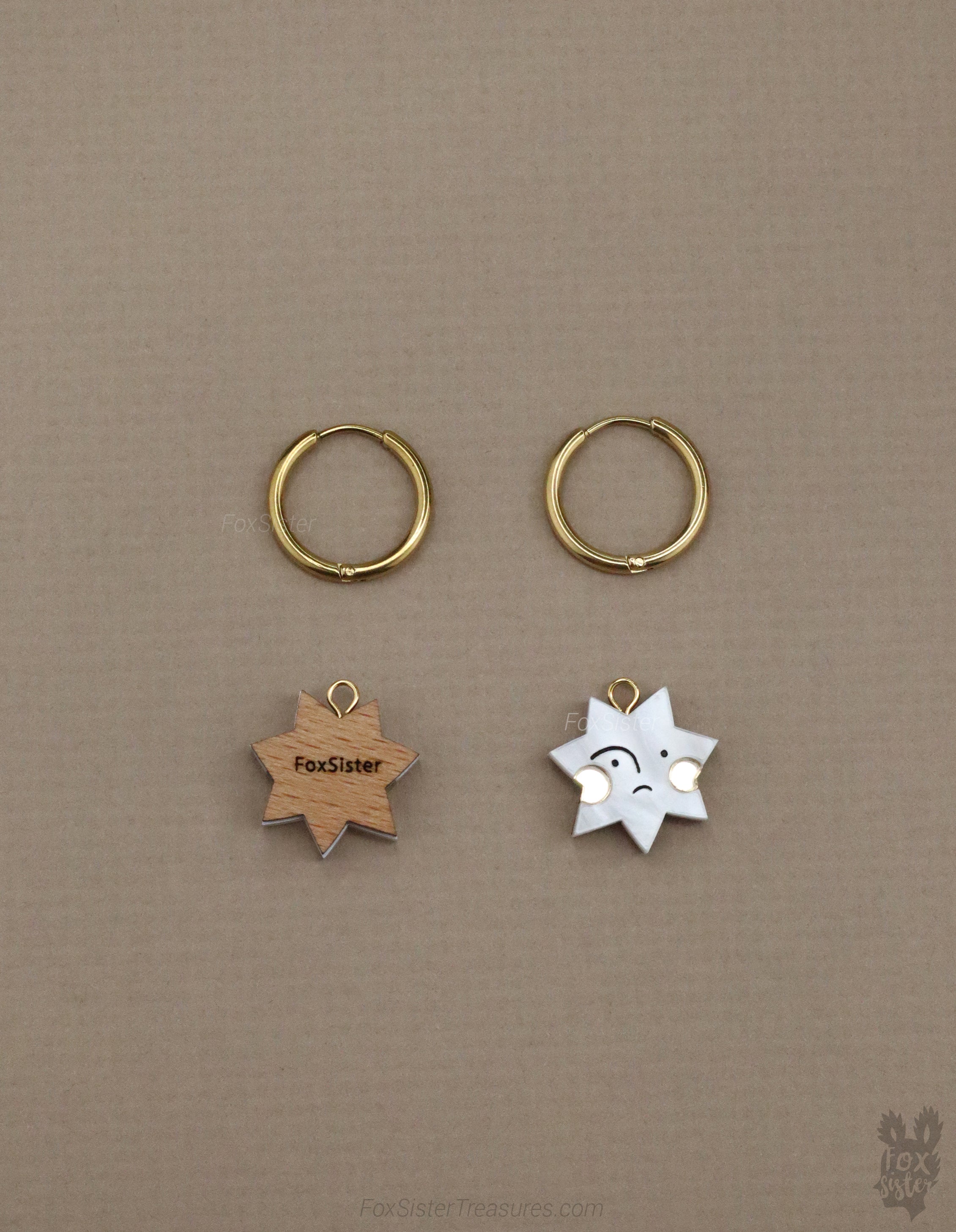 Happy & Sad Face Stars - Hoop Earrings